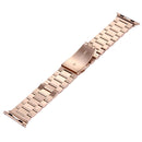 For Apple Watch Series 7 41mm / 6&SE&5&4 40mm / 3&2&1 38mm Fold Buckle 3 Beads Stainless Steel Watch Band(Rose Gold)