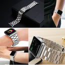 For Apple Watch Series 7 41mm / 6&SE&5&4 40mm / 3&2&1 38mm Fold Buckle 3 Beads Stainless Steel Watch Band(Silver)