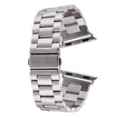 For Apple Watch Series 7 41mm / 6&SE&5&4 40mm / 3&2&1 38mm Fold Buckle 3 Beads Stainless Steel Watch Band(Silver)