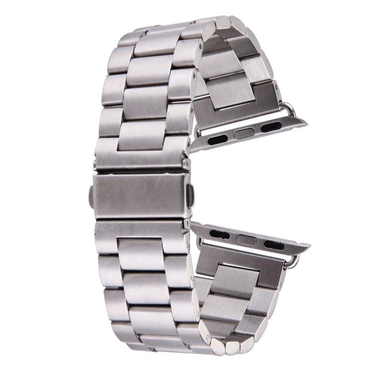 For Apple Watch Series 7 41mm / 6&SE&5&4 40mm / 3&2&1 38mm Fold Buckle 3 Beads Stainless Steel Watch Band(Silver)