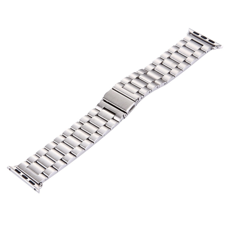 For Apple Watch Series 7 41mm / 6&SE&5&4 40mm / 3&2&1 38mm Fold Buckle 3 Beads Stainless Steel Watch Band(Silver)