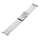 For Apple Watch Series 7 41mm / 6&SE&5&4 40mm / 3&2&1 38mm Fold Buckle 3 Beads Stainless Steel Watch Band(Silver)