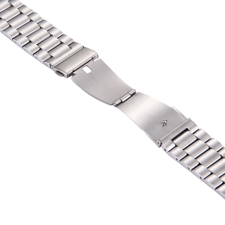 For Apple Watch Series 7 41mm / 6&SE&5&4 40mm / 3&2&1 38mm Fold Buckle 3 Beads Stainless Steel Watch Band(Silver)