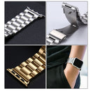 For Apple Watch Series 7 41mm / 6&SE&5&4 40mm / 3&2&1 38mm Fold Buckle 3 Beads Stainless Steel Watch Band(Silver)