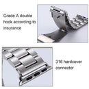 For Apple Watch Series 7 41mm / 6&SE&5&4 40mm / 3&2&1 38mm Fold Buckle 3 Beads Stainless Steel Watch Band(Silver)