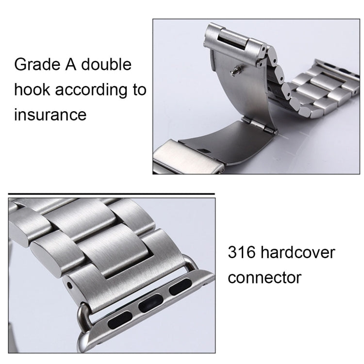For Apple Watch Series 7 41mm / 6&SE&5&4 40mm / 3&2&1 38mm Fold Buckle 3 Beads Stainless Steel Watch Band(Silver)