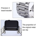 For Apple Watch Series 7 41mm / 6&SE&5&4 40mm / 3&2&1 38mm Fold Buckle 3 Beads Stainless Steel Watch Band(Silver)
