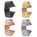 For Apple Watch Series 7 41mm / 6&SE&5&4 40mm / 3&2&1 38mm Fold Buckle 3 Beads Stainless Steel Watch Band(Rose Gold)