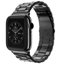 Fold Buckle 3 Beads Stainless Steel Watch Band For Apple Watch Series 7 45mm / 6&SE&5&4 44mm / 3&2&1 42mm(Black)