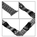 Fold Buckle 3 Beads Stainless Steel Watch Band For Apple Watch Series 7 45mm / 6&SE&5&4 44mm / 3&2&1 42mm(Black)