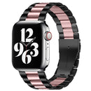 Fold Buckle 3 Beads Stainless Steel Watch Band For Apple Watch Ultra 49mm / Series 8&7 45mm / SE 2&6&SE&5&4 44mm / 3&2&1 42mm(Black Pink)