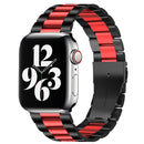 Fold Buckle 3 Beads Stainless Steel Watch Band For Apple Watch Ultra 49mm / Series 8&7 45mm / SE 2&6&SE&5&4 44mm / 3&2&1 42mm(Black Red)