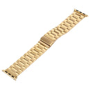 Fold Buckle 3 Beads Stainless Steel Watch Band For Apple Watch Series 7 45mm / 6&SE&5&4 44mm / 3&2&1 42mm(Gold)