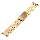 Fold Buckle 3 Beads Stainless Steel Watch Band For Apple Watch Series 7 45mm / 6&SE&5&4 44mm / 3&2&1 42mm(Gold)