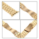 Fold Buckle 3 Beads Stainless Steel Watch Band For Apple Watch Series 7 45mm / 6&SE&5&4 44mm / 3&2&1 42mm(Gold)
