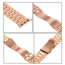 Fold Buckle 3 Beads Stainless Steel Watch Band For Apple Watch Series 7 45mm / 6&SE&5&4 44mm / 3&2&1 42mm(Rose Gold)