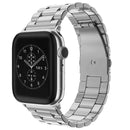 Fold Buckle 3 Beads Stainless Steel Watch Band For Apple Watch Series 7 45mm / 6&SE&5&4 44mm / 3&2&1 42mm(Silver)