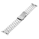 Fold Buckle 3 Beads Stainless Steel Watch Band For Apple Watch Series 7 45mm / 6&SE&5&4 44mm / 3&2&1 42mm(Silver)