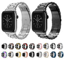 Fold Buckle 3 Beads Stainless Steel Watch Band For Apple Watch Series 7 45mm / 6&SE&5&4 44mm / 3&2&1 42mm(Black)