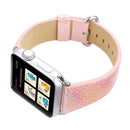 For Apple Watch Series 3 & 2 & 1 38mm Shiny Snakeskin Pattern Genuine Leather Wrist Watch Band(Pink)