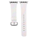 For Apple Watch Series 3 & 2 & 1 38mm Shiny Snakeskin Pattern Genuine Leather Wrist Watch Band(White)