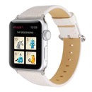 For Apple Watch Series 3 & 2 & 1 38mm Shiny Snakeskin Pattern Genuine Leather Wrist Watch Band(White)