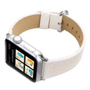 For Apple Watch Series 3 & 2 & 1 38mm Shiny Snakeskin Pattern Genuine Leather Wrist Watch Band(White)