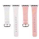 For Apple Watch Series 3 & 2 & 1 38mm Shiny Snakeskin Pattern Genuine Leather Wrist Watch Band(White)