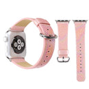For Apple Watch Series 3 & 2 & 1 42mm Shiny Snakeskin Pattern Genuine Leather Wrist Watch Band(Pink)