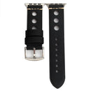 For Apple Watch Series 7 41mm / 6 & SE & 5 & 4 40mm / 3 & 2 & 1 38mm Retro Hole Genuine Leather Wrist Watch Band(Black)