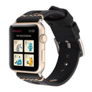 For Apple Watch Series 7 41mm / 6 & SE & 5 & 4 40mm / 3 & 2 & 1 38mm Retro Hole Genuine Leather Wrist Watch Band(Black)
