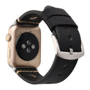 For Apple Watch Series 7 41mm / 6 & SE & 5 & 4 40mm / 3 & 2 & 1 38mm Retro Hole Genuine Leather Wrist Watch Band(Black)