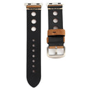 For Apple Watch Series 7 41mm / 6 & SE & 5 & 4 40mm / 3 & 2 & 1 38mm Retro Hole Genuine Leather Wrist Watch Band(Khaki)