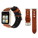 For Apple Watch Series 7 41mm / 6 & SE & 5 & 4 40mm / 3 & 2 & 1 38mm Retro Hole Genuine Leather Wrist Watch Band