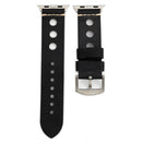 For Apple Watch Series 7 45mm / 6 & SE & 5 & 4 44mm / 42mm 3 & 2 & 1 Retro Hole Genuine Leather Wrist Watch Band(Black)
