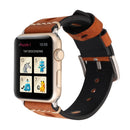 For Apple Watch Series 7 45mm / 6 & SE & 5 & 4 44mm / 42mm 3 & 2 & 1 Retro Hole Genuine Leather Wrist Watch Band
