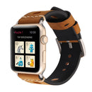 For Apple Watch Series 7 45mm / 6 & SE & 5 & 4 44mm / 42mm 3 & 2 & 1 Retro Hole Genuine Leather Wrist Watch Band(Brown)