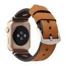 For Apple Watch Series 7 45mm / 6 & SE & 5 & 4 44mm / 42mm 3 & 2 & 1 Retro Hole Genuine Leather Wrist Watch Band(Brown)