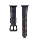 For Apple Watch Series 3 & 2 & 1 38mm Tiga Line Pattern PU Leather Wrist Watch Band (Black)