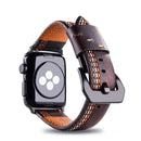 For Apple Watch Series 3 & 2 & 1 38mm Tiga Line Pattern PU Leather Wrist Watch Band (Coffee)