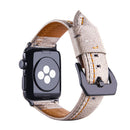 For Apple Watch Series 3 & 2 & 1 38mm Tiga Line Pattern PU Leather Wrist Watch Band (White)