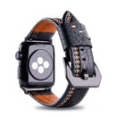 For Apple Watch Series 3 & 2 & 1 42mm Tiga Line Pattern PU Leather Wrist Watch Band (Black)