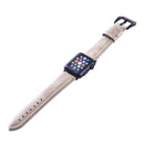 For Apple Watch Series 3 & 2 & 1 42mm Tiga Line Pattern PU Leather Wrist Watch Band (White)