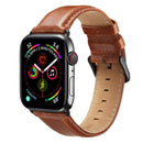 Black Buckle Leather Watch Band For Apple Watch Series 7 45mm / 6 & SE & 5 & 4 44mm / 3 & 2 & 1 42mm(Brown)