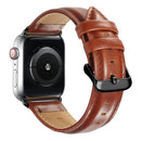 Black Buckle Leather Watch Band For Apple Watch Series 7 45mm / 6 & SE & 5 & 4 44mm / 3 & 2 & 1 42mm(Brown)
