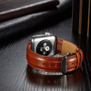 Black Buckle Leather Watch Band For Apple Watch Series 7 45mm / 6 & SE & 5 & 4 44mm / 3 & 2 & 1 42mm(Brown)