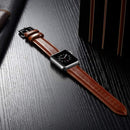 Black Buckle Leather Watch Band For Apple Watch Series 7 45mm / 6 & SE & 5 & 4 44mm / 3 & 2 & 1 42mm(Brown)