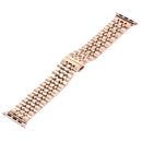 20mm Women Hidden Butterfly Buckle 7 Beads Stainless Steel Watch Band For Apple Watch 38mm(Rose Gold)