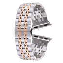 20mm Women Hidden Butterfly Buckle 7 Beads Stainless Steel Watch Band For Apple Watch 38mm(Silver Rose Gold)