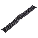 20mm Women Hidden Butterfly Buckle 7 Beads Stainless Steel Watch Band For Apple Watch 42mm(Black)